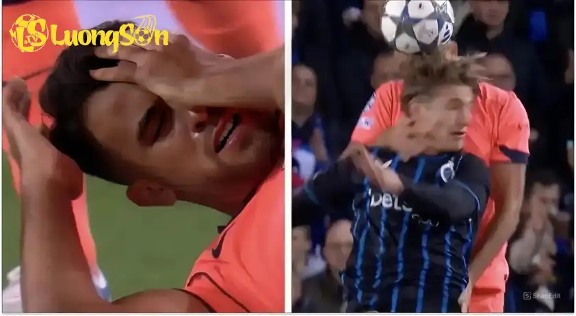 Tình huống va chạm kinh hoàng dẫn đến chấn thương của Eric Garcia (Ảnh: Tribuna) Tình huống va chạm kinh hoàng dẫn đến chấn thương của Eric Garcia